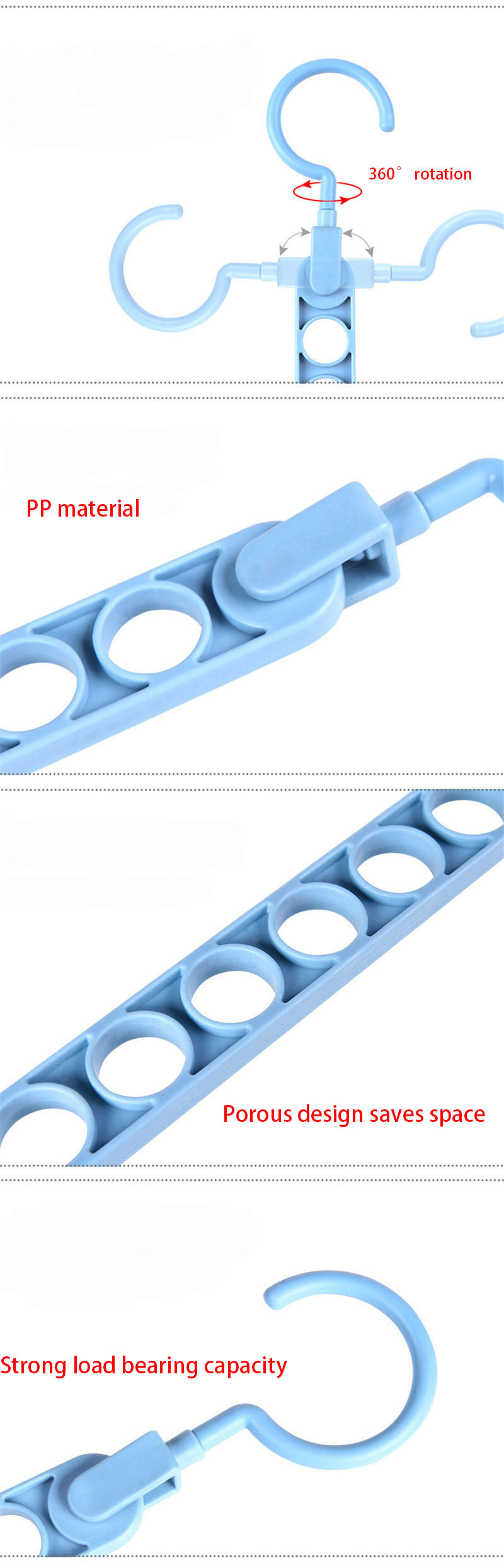Plastic multi-port support hangers for Clothes.