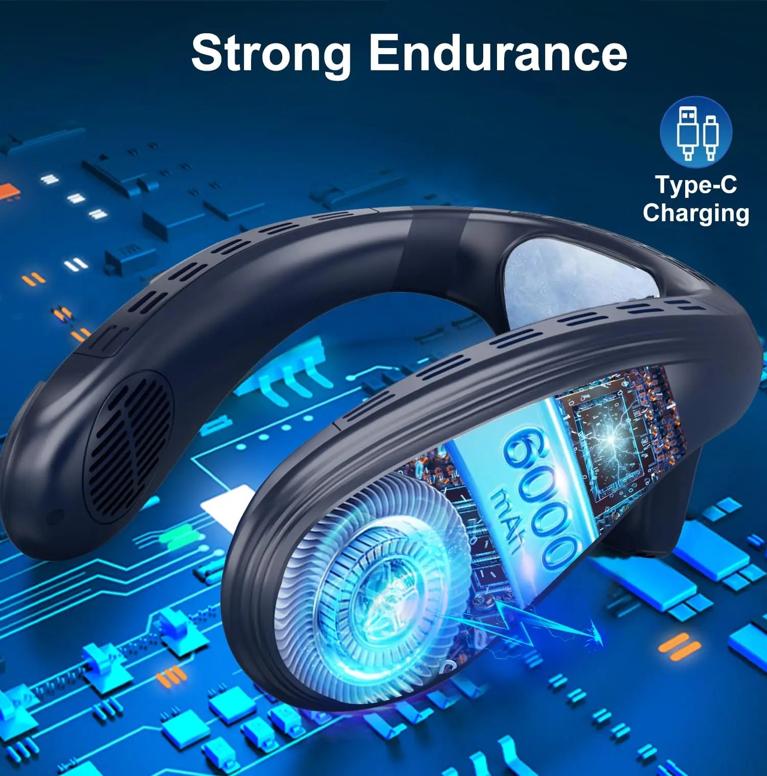 Rechargeable Semiconductor Bladeless Turbo Neck Fan