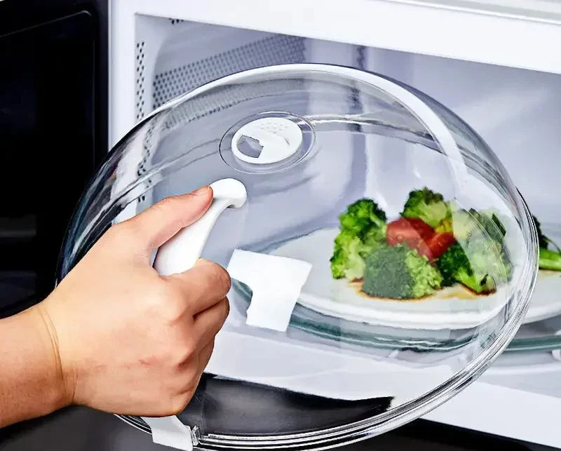 Microwave Transparent Plate Cover With Steam Vent And Handle