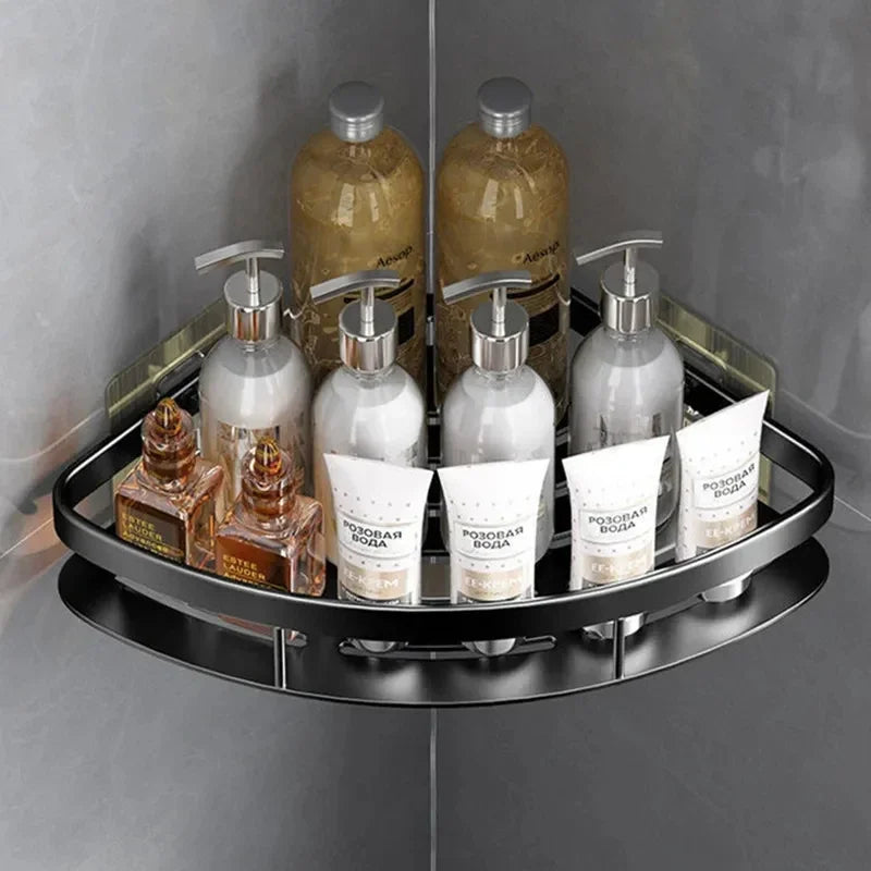 Aluminum Adhesive Corner Shelf Organizer For Showers