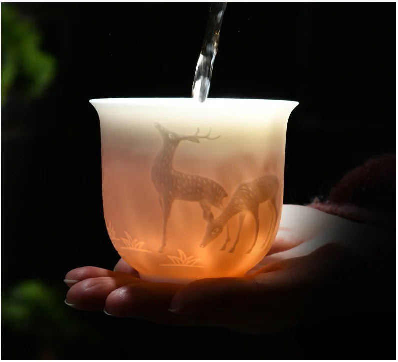 Chinese Three-dimensional White Porcelain Tea Cup
