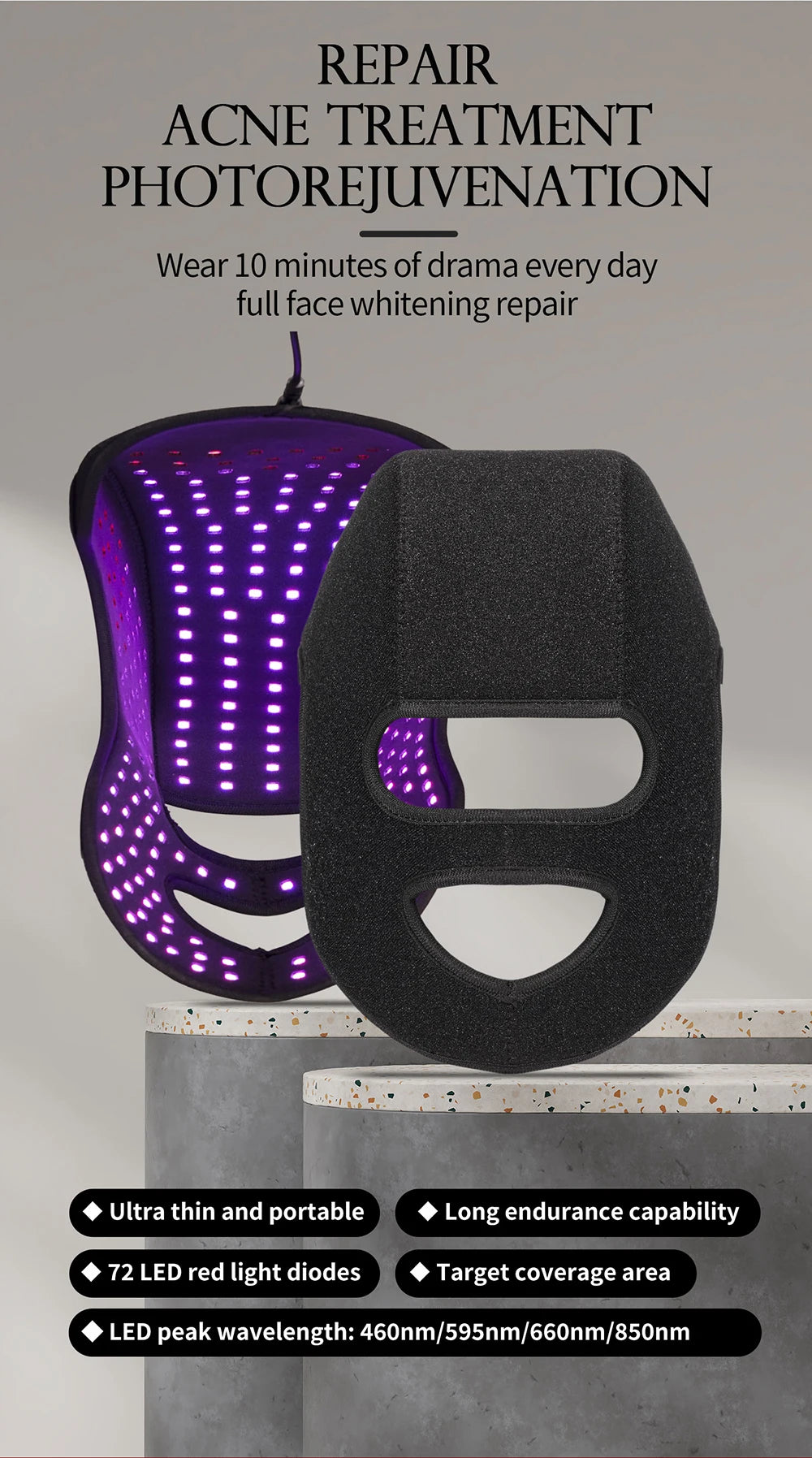 NEW 186 LED's Hat & Face Red Light Therapy For Hair Loss And Skin Rejuvenation