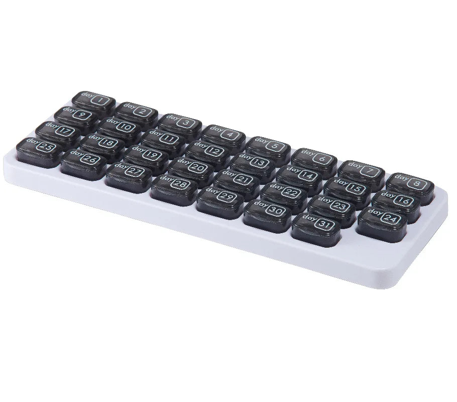 Portable 31 Days Medicine Box With Detachable Compartments