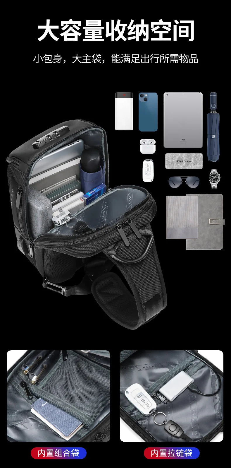 Bange Anti-theft Multifunction Waterproof Crossbody Bag