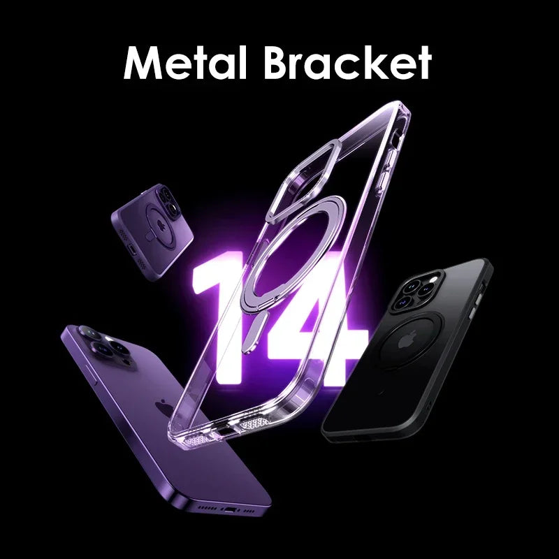 Magnetic 360°Rotation Stand Phone Case For Iphone 12 13 14 15 16 17 Pro Max Plus With Ring Holder