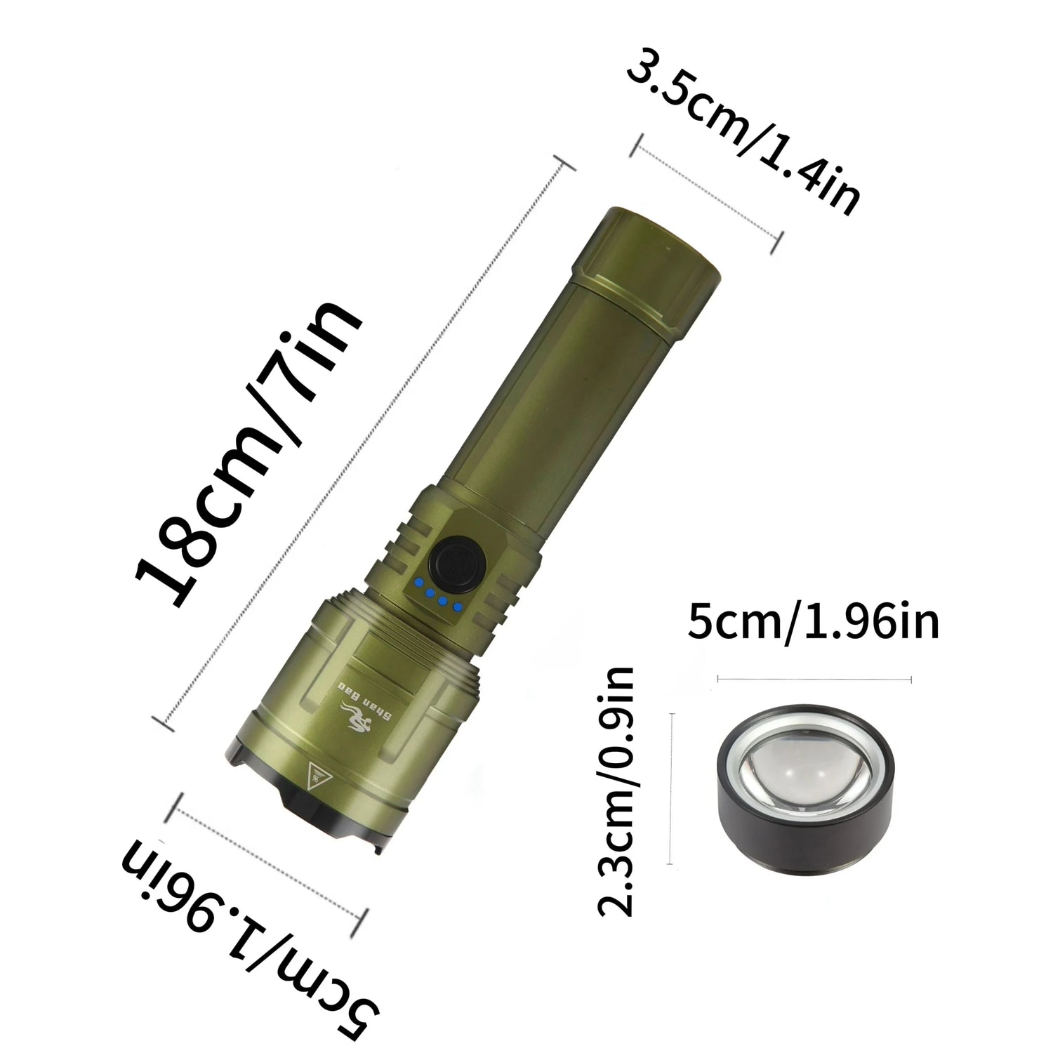Shan bao Customized 3000LM Waterproof Flashlight With Zoom options