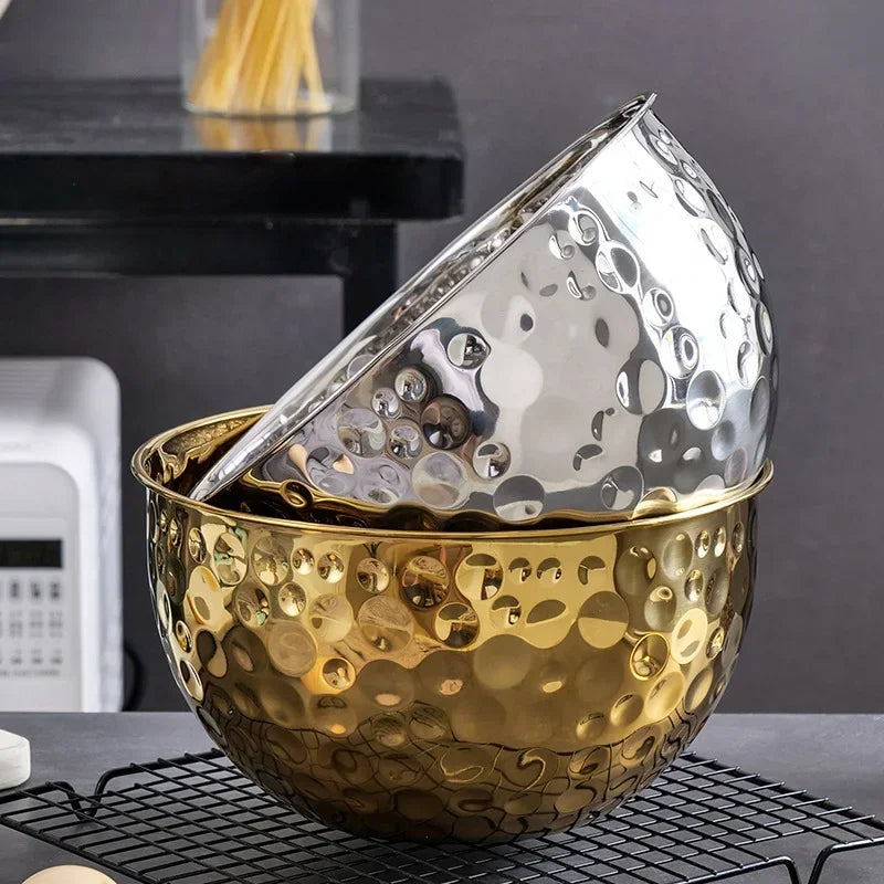 Stainless Steel Hammer Point Fruit Or Mixing Bowl