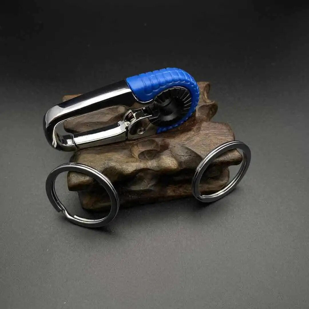 Stainless Steel, Double Ring Carabiner Keychain Buckle Clip.