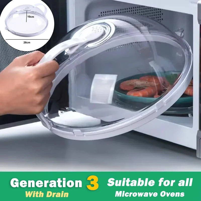 Microwave Transparent Plate Cover With Steam Vent And Handle