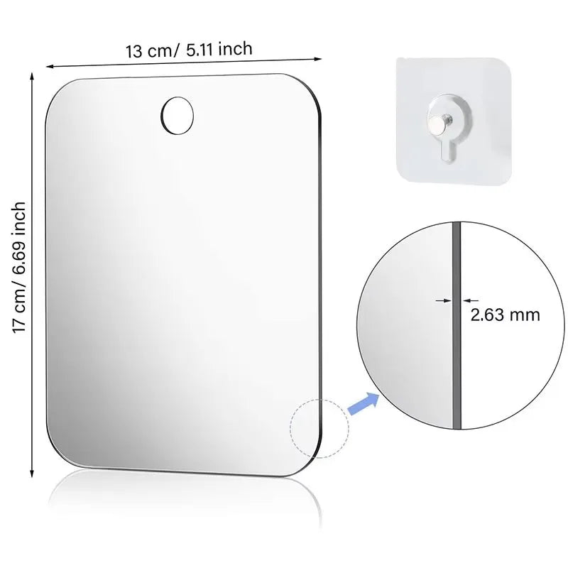 Acrylic Anti Fog Mirror With Suction Cup For Bathroom