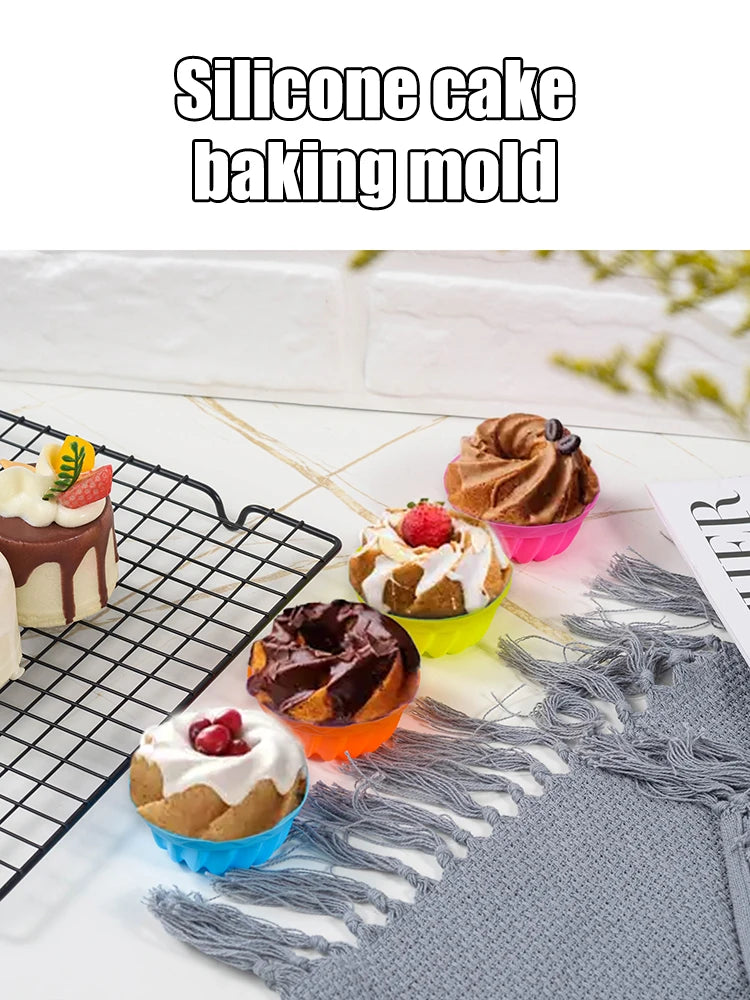 6PCS Silicone High Temperature Easy To Release Baking Cake Molds