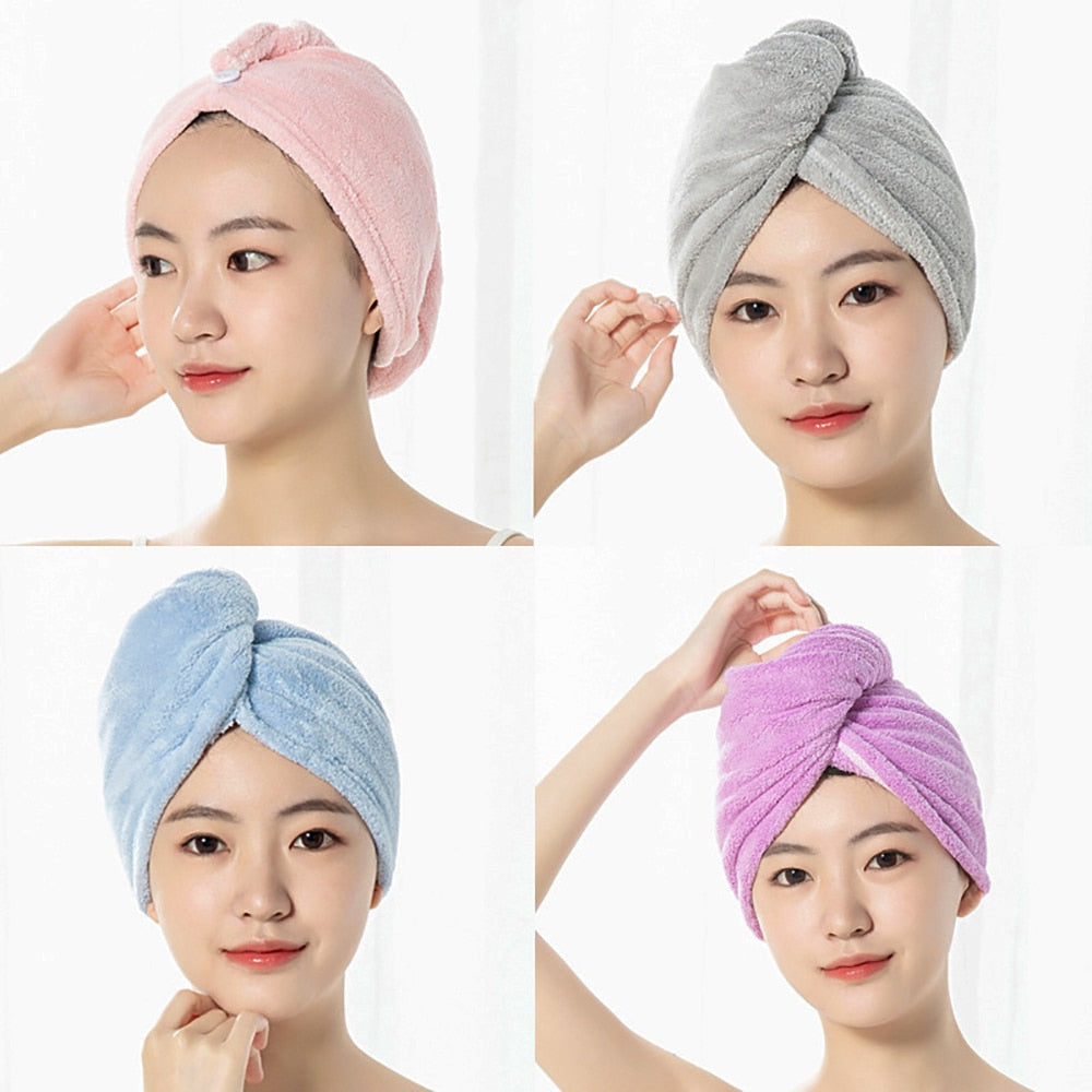 Absorbent quick -drying hair towel.