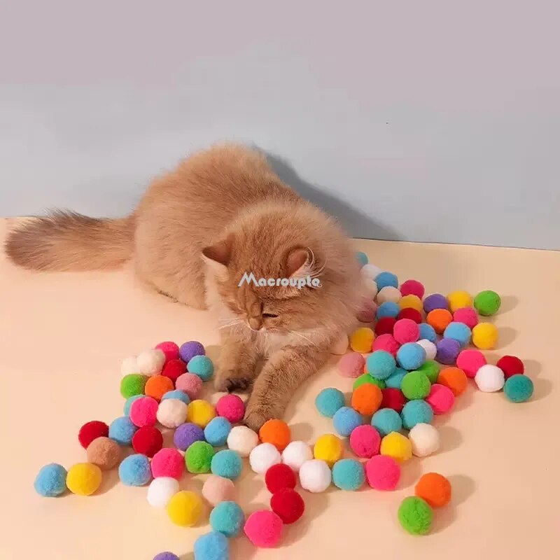 Mini Plush Balls/ Pompoms Launch Toys For Pets.