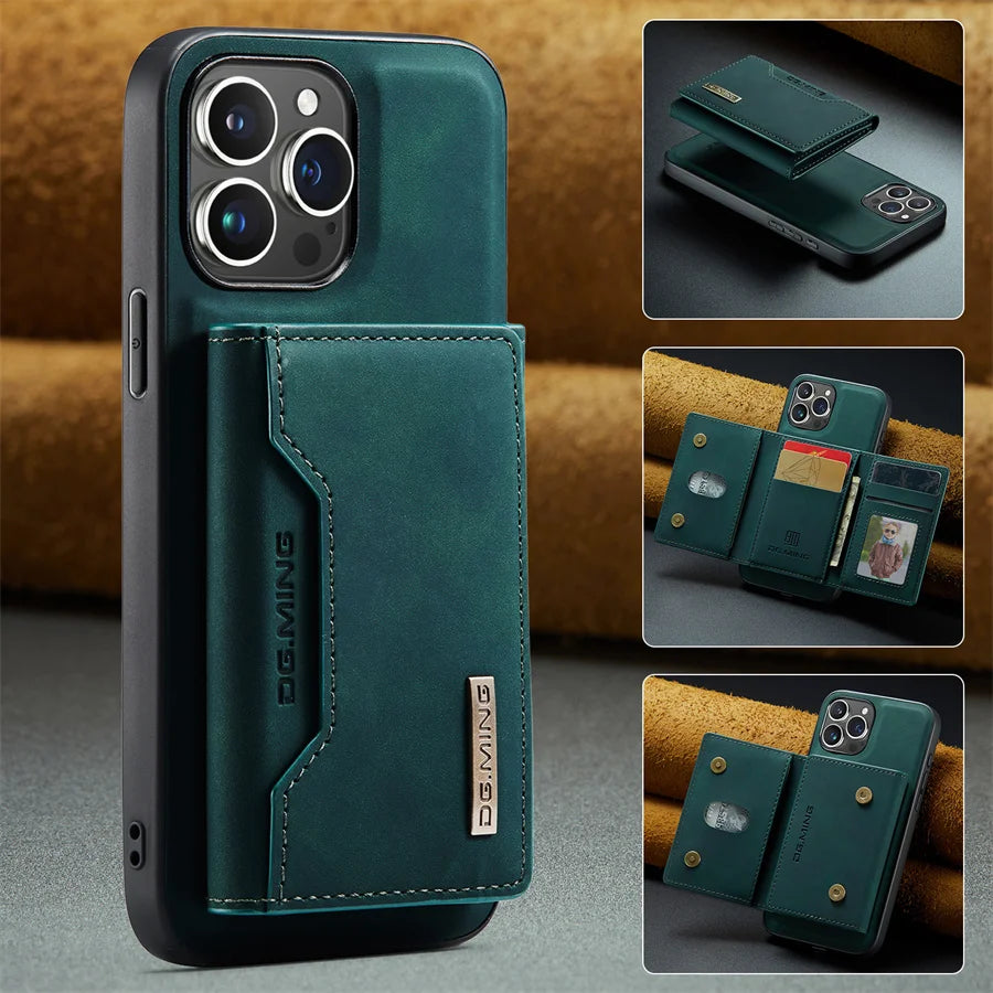 Magnetic Leather Wallet Case for iPhone 15 14 Plus 11 12 13 16 Pro