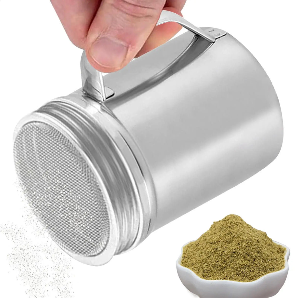 Stainless Steel Shaker With Handle For Mixed Herbs Or Salt And Pepper