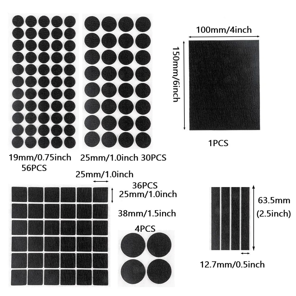 131PCS Round/Square Adhesive Felt Furniture Leg Pads