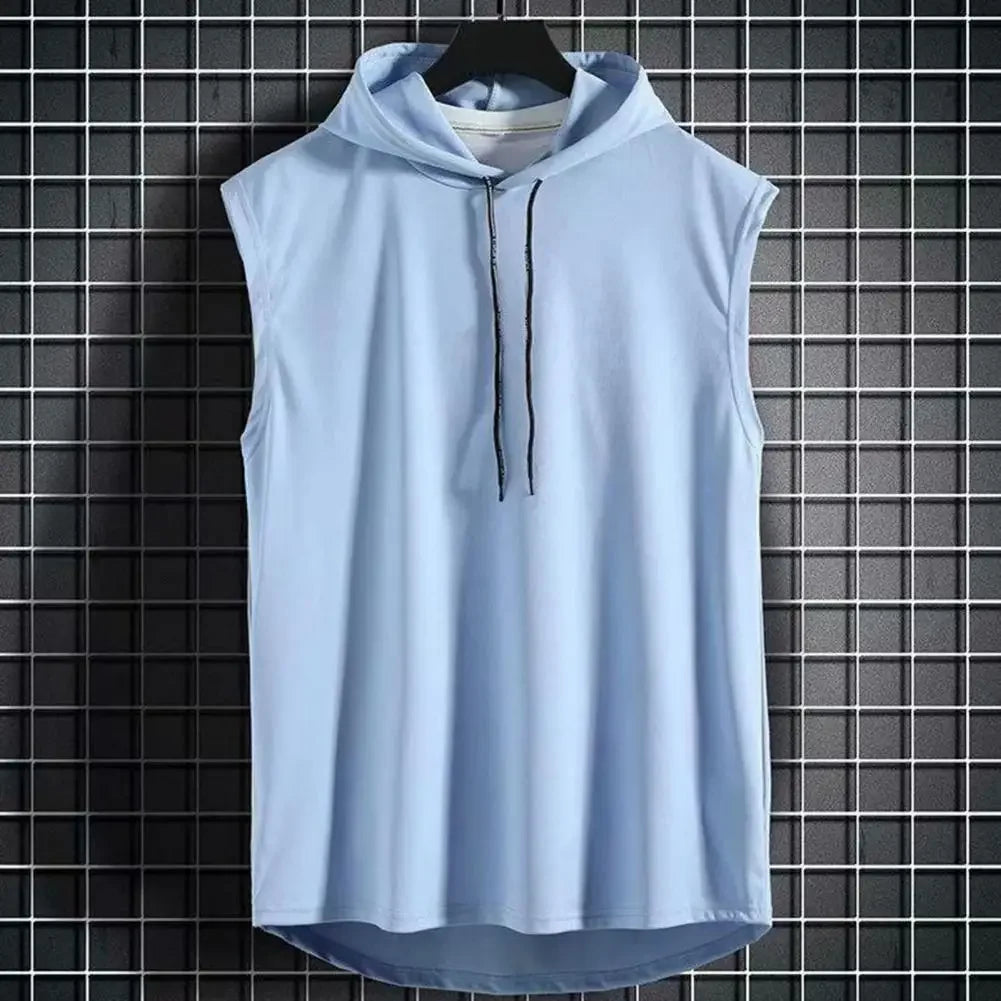 Ice Silk Sleeveless Bodybuilding/workout Hoodie Vest