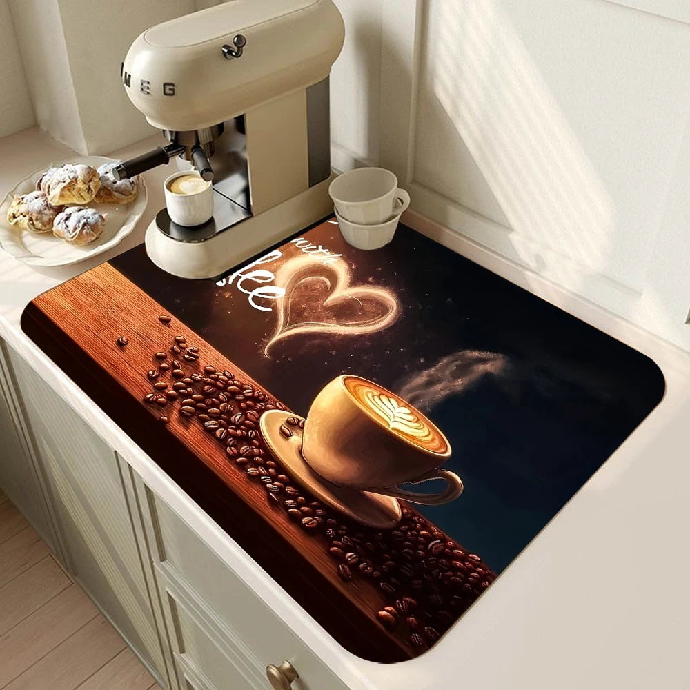 Absorbent Non-Slip Rubber Sole Coffee Machine Drip Mat
