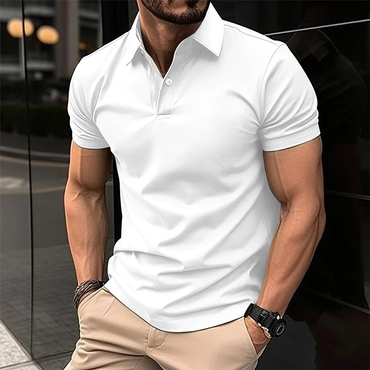 Men's Solid Color Polo T-Shirts For Business or Golf