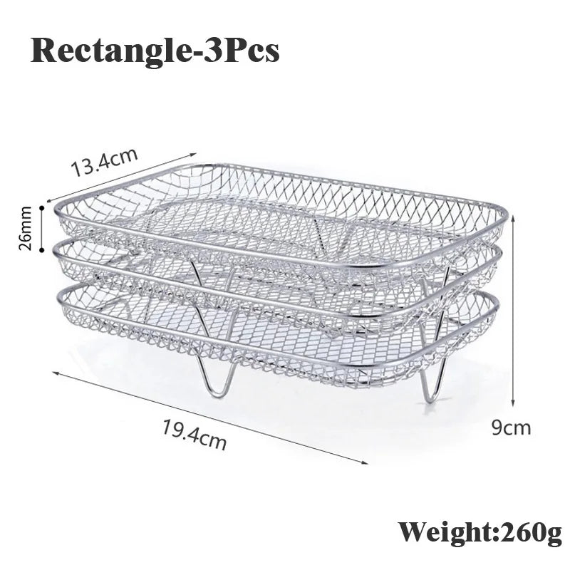 3-layer Stainless Steel Stackable Air Fryer Rack