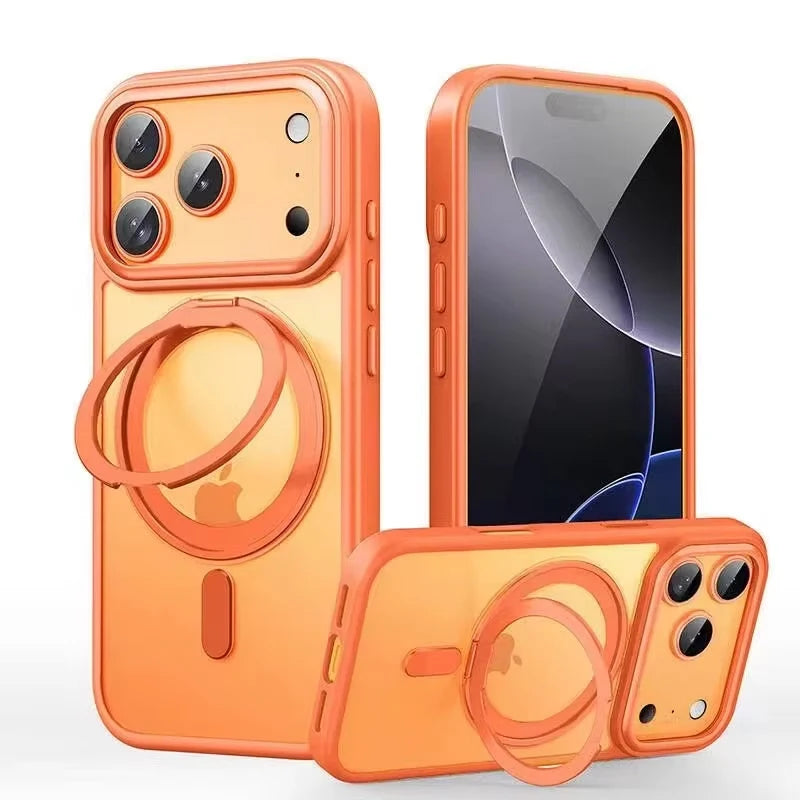 Magnetic 360°Rotation Stand Phone Case For Iphone 12 13 14 15 16 17 Pro Max Plus With Ring Holder