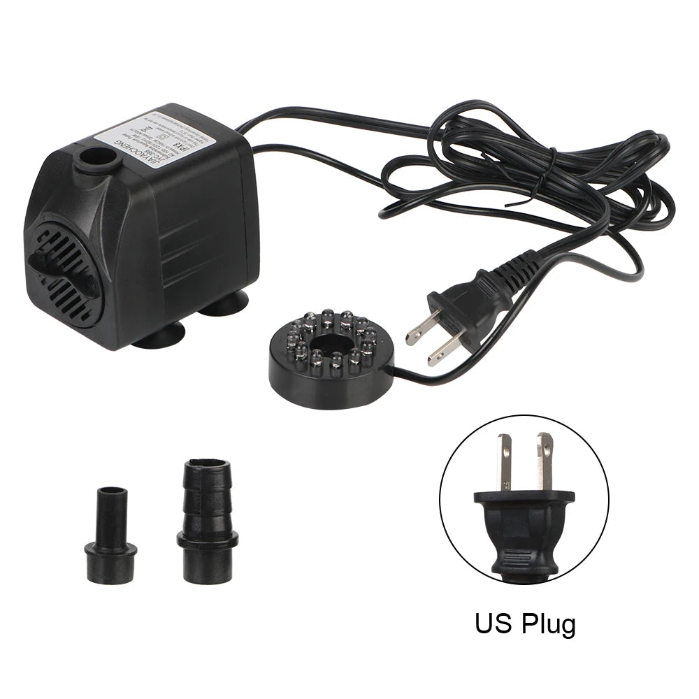 Submersible Ultra-quiet Water Pump With 12 LED Lights For Bird Baths Or Aquariums