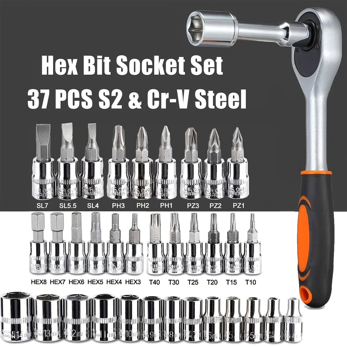 46pc Multipurpose Metric Hex Bit 1/4 in Socket Set