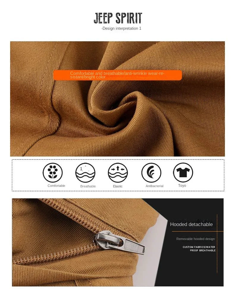 Men's Mid-length Hooded Multi-pocket Slim-fit Jacket