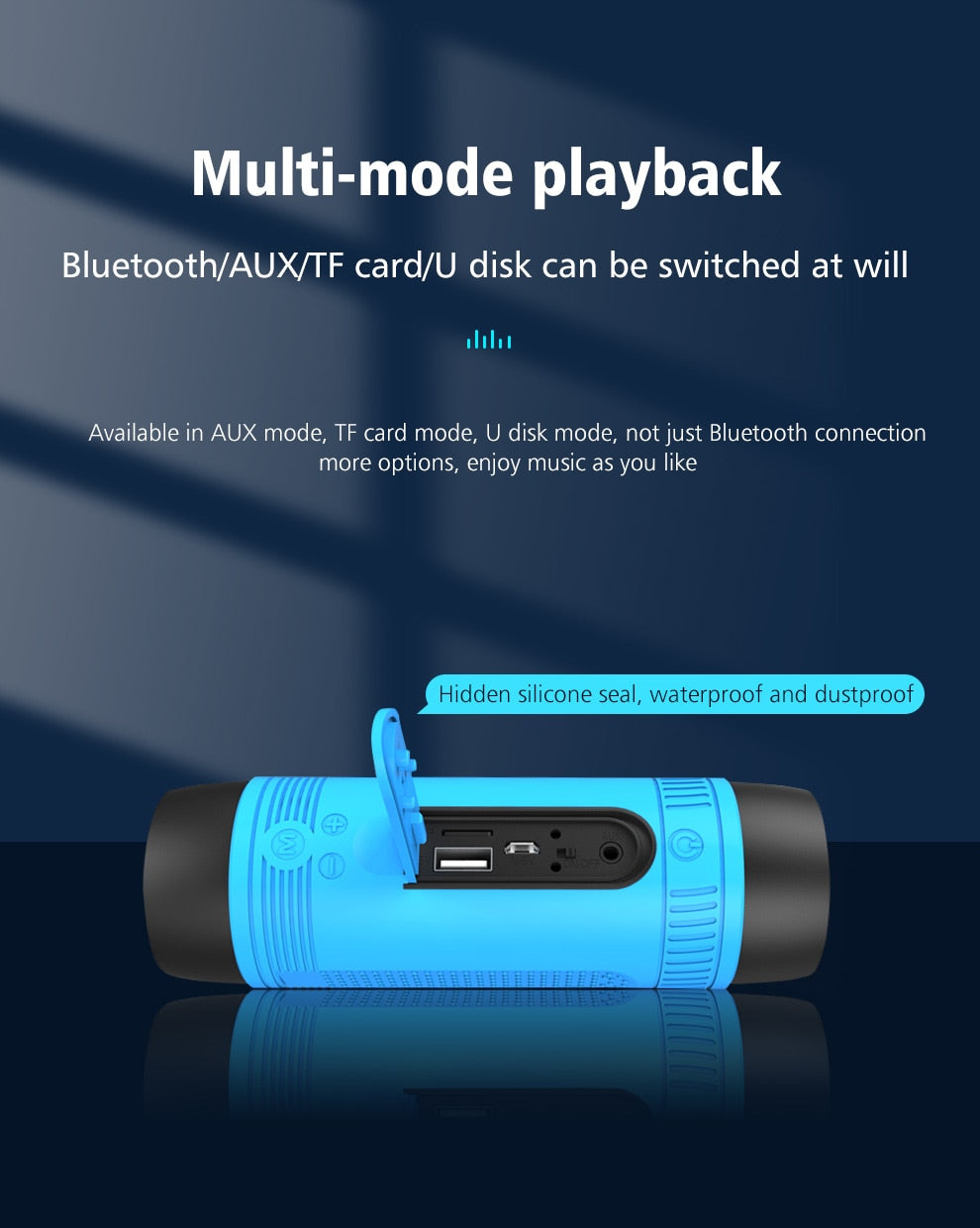 Zealot S1 Waterproof, Wireless Bluetooth Speaker With Bike Mount and Flashlight.