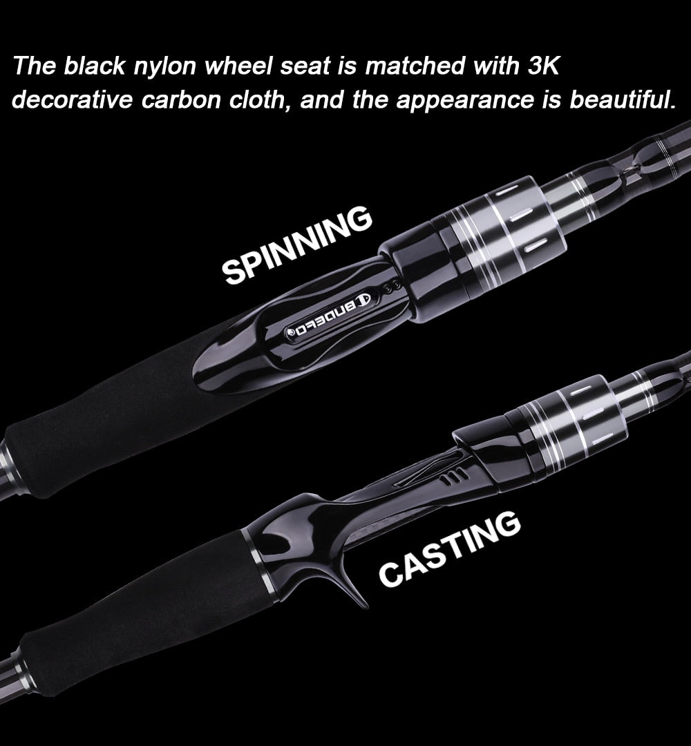 BUDEFO MAXIMUS Lure Fishing Rod 1.8m 2.1m 2.4m 2.7m 3.0m30T Carbon Spinning Baitcasting FUJI Guide Travel Lure Rod 3-50g ML/M/MH
