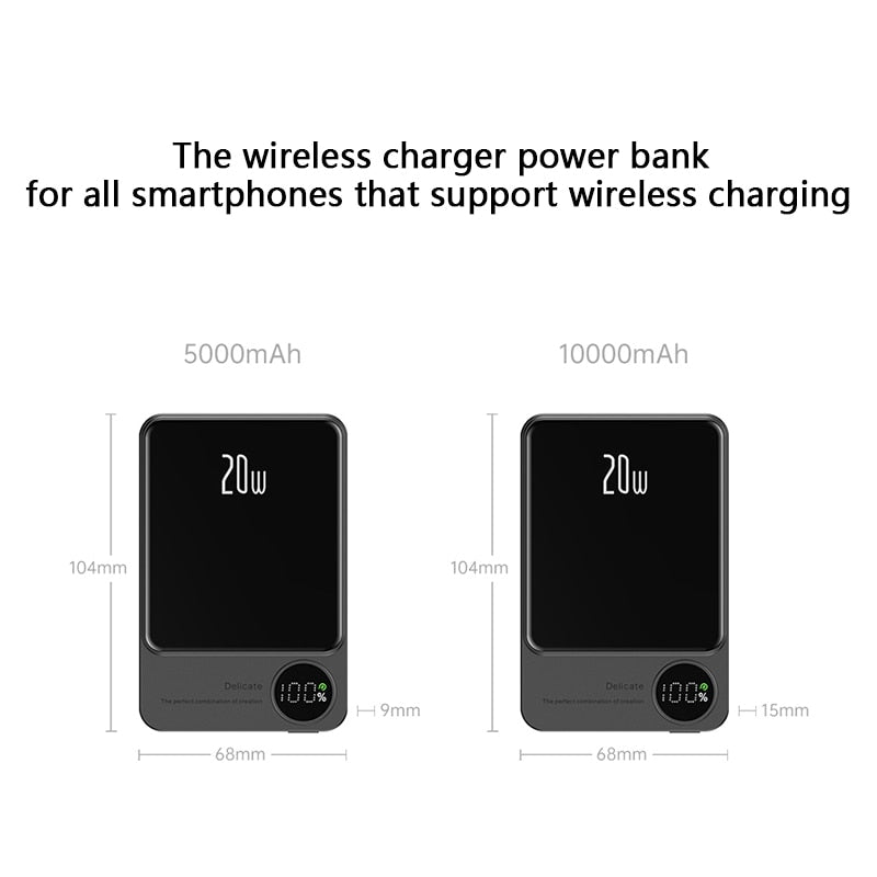 Wireless Power Bank Magnetic 10000mAh,Type C Fast Charger For iPhone 14 13 12 Xiaomi Samsung Magnetic safe Series