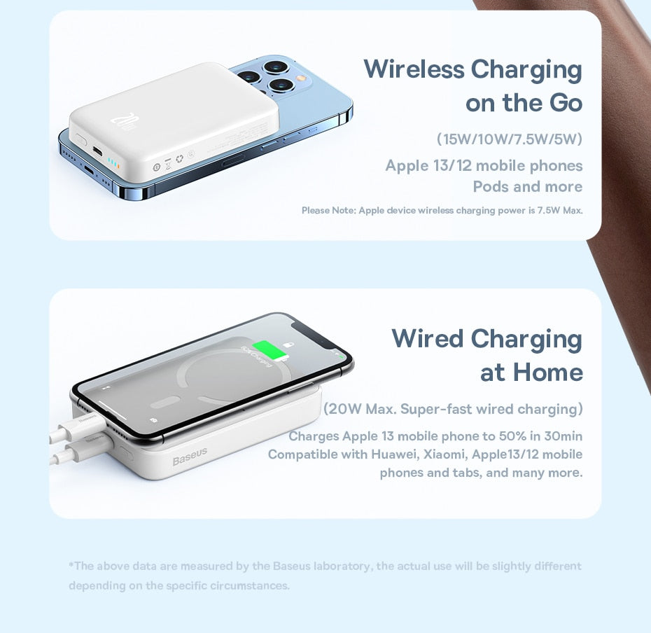 Baseus Power Bank 10000mAh Mini Magnetic Wireless Fast Charge with Auto-wake For iPhone 14 13 12 Pro Max Magsafe