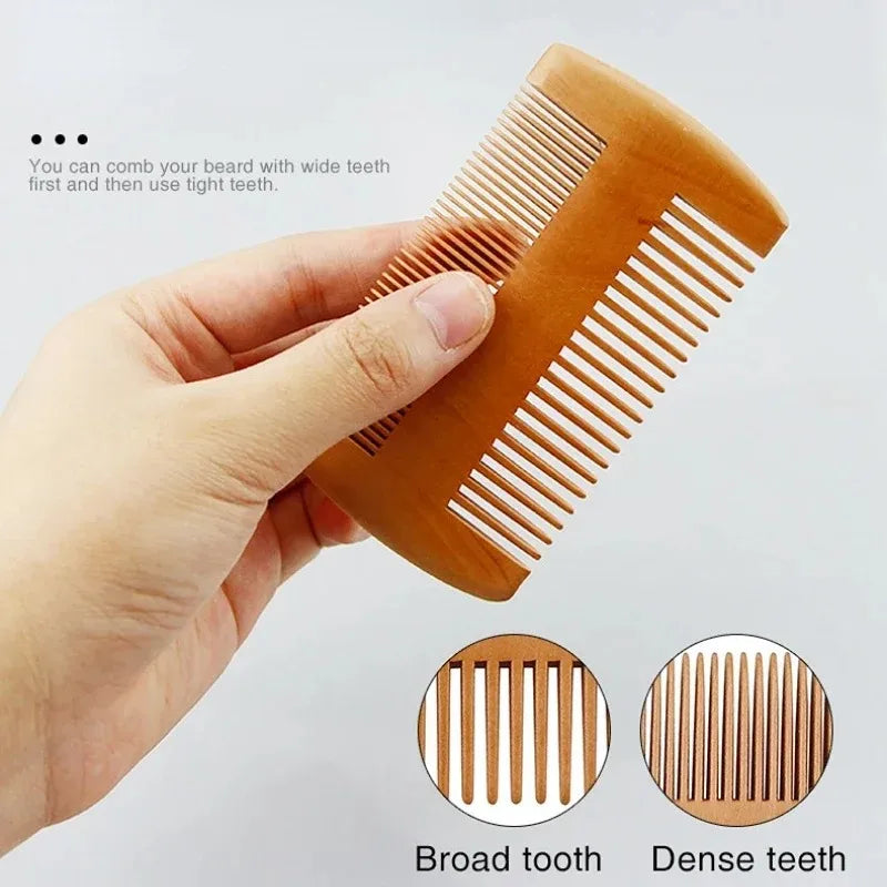 2pcs/set Boar Bristle Natural Beard Brush