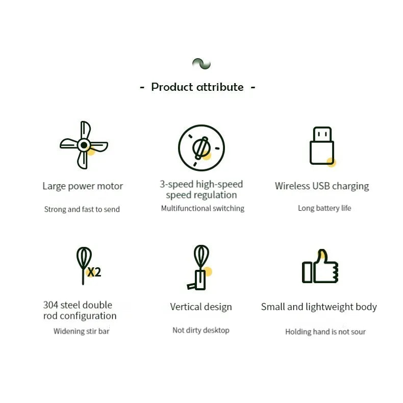 USB Charging Wireless Automatic 3 Speed Hand Food Mixer.