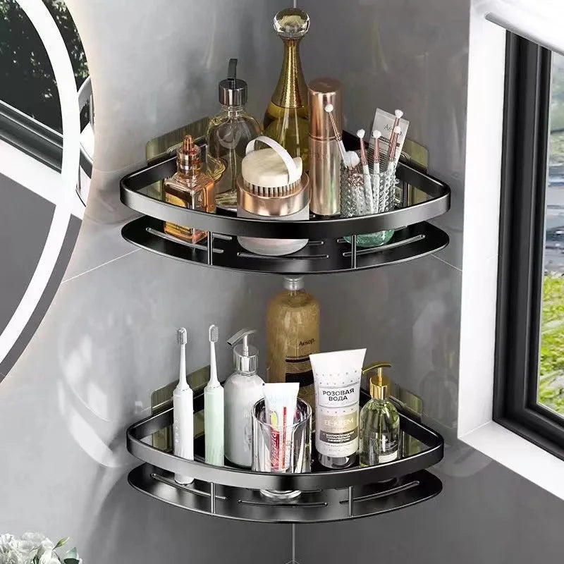 Aluminum Adhesive Corner Shelf Organizer For Showers