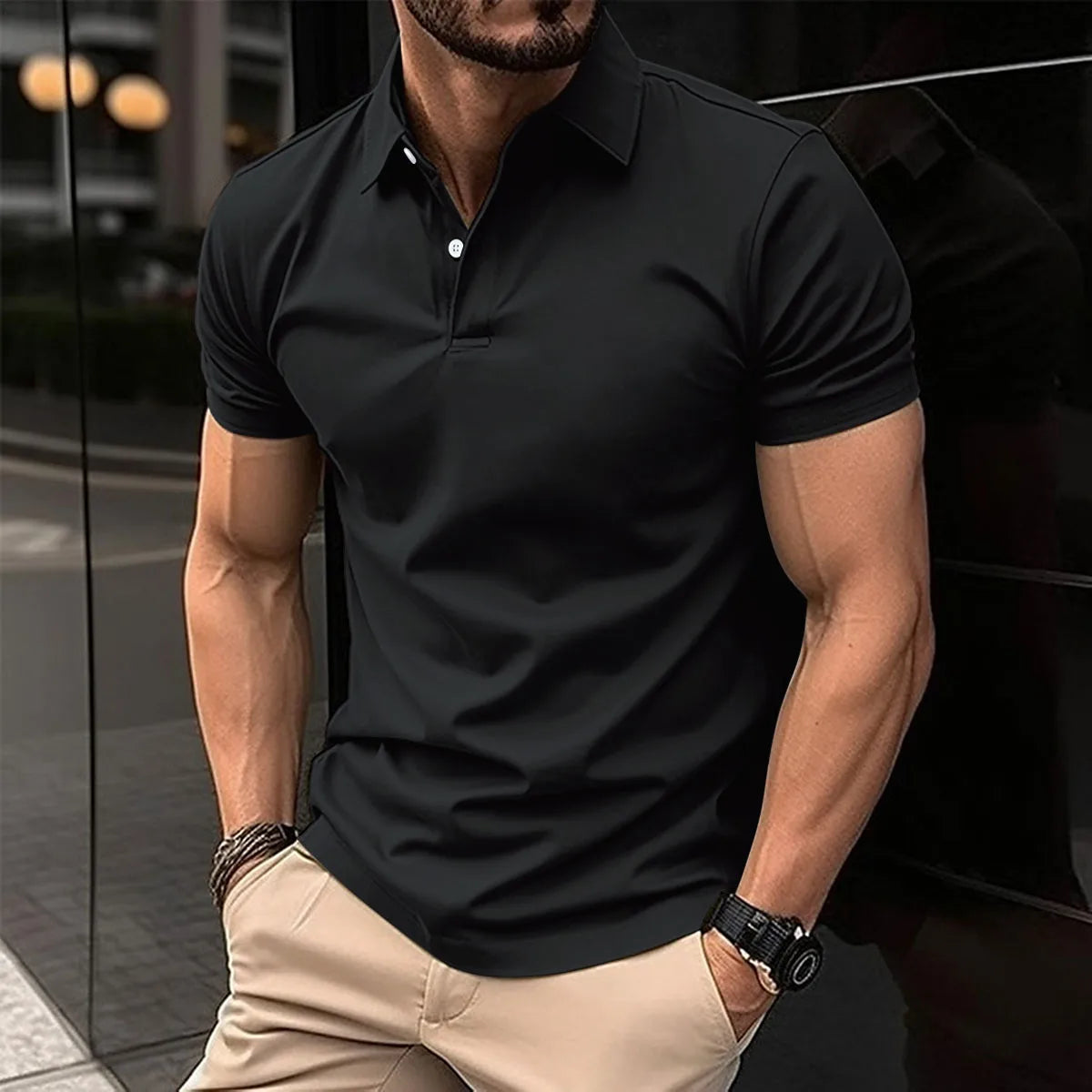 Men's Solid Color Polo T-Shirts For Business or Golf