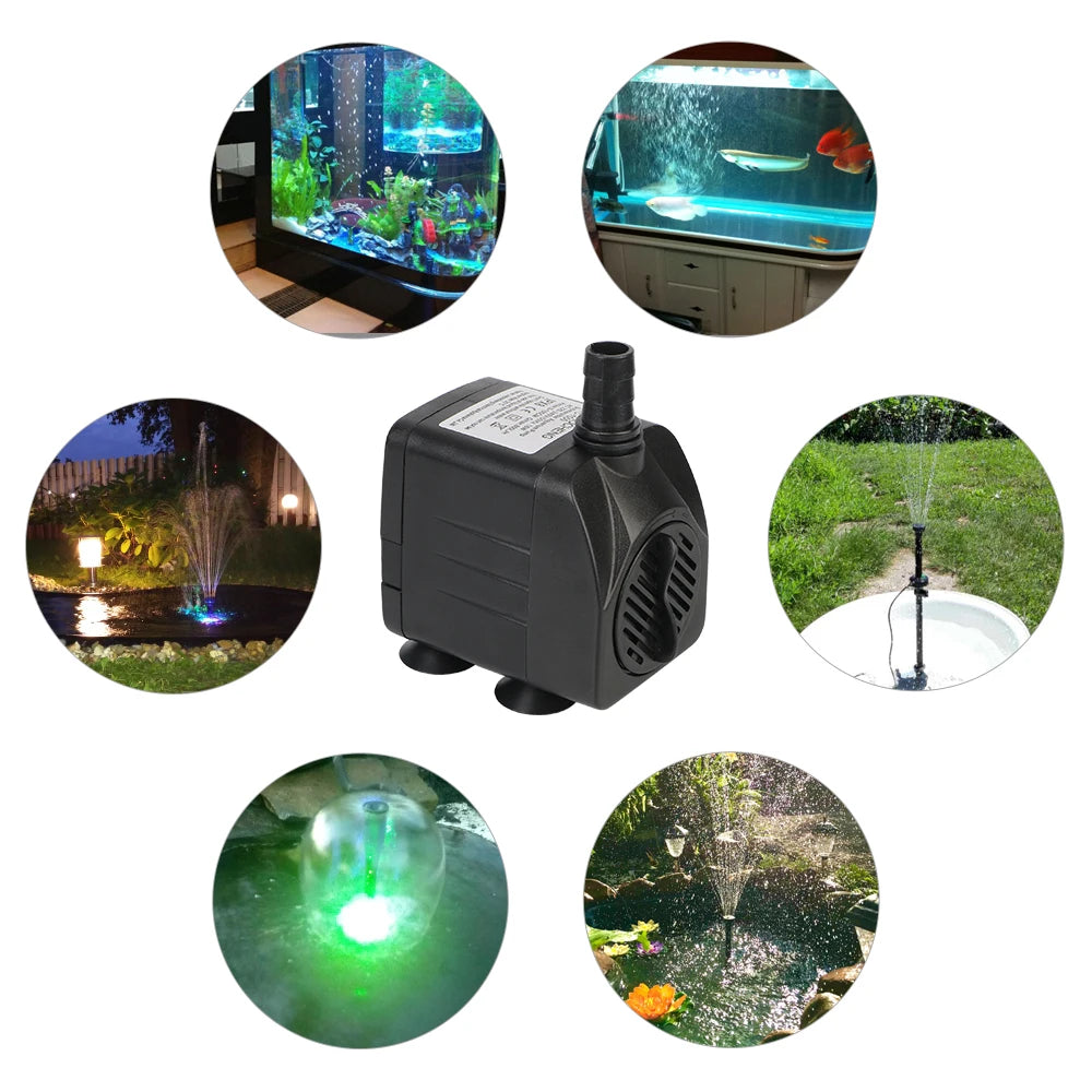 Submersible Ultra-quiet Water Pump With 12 LED Lights For Bird Baths Or Aquariums