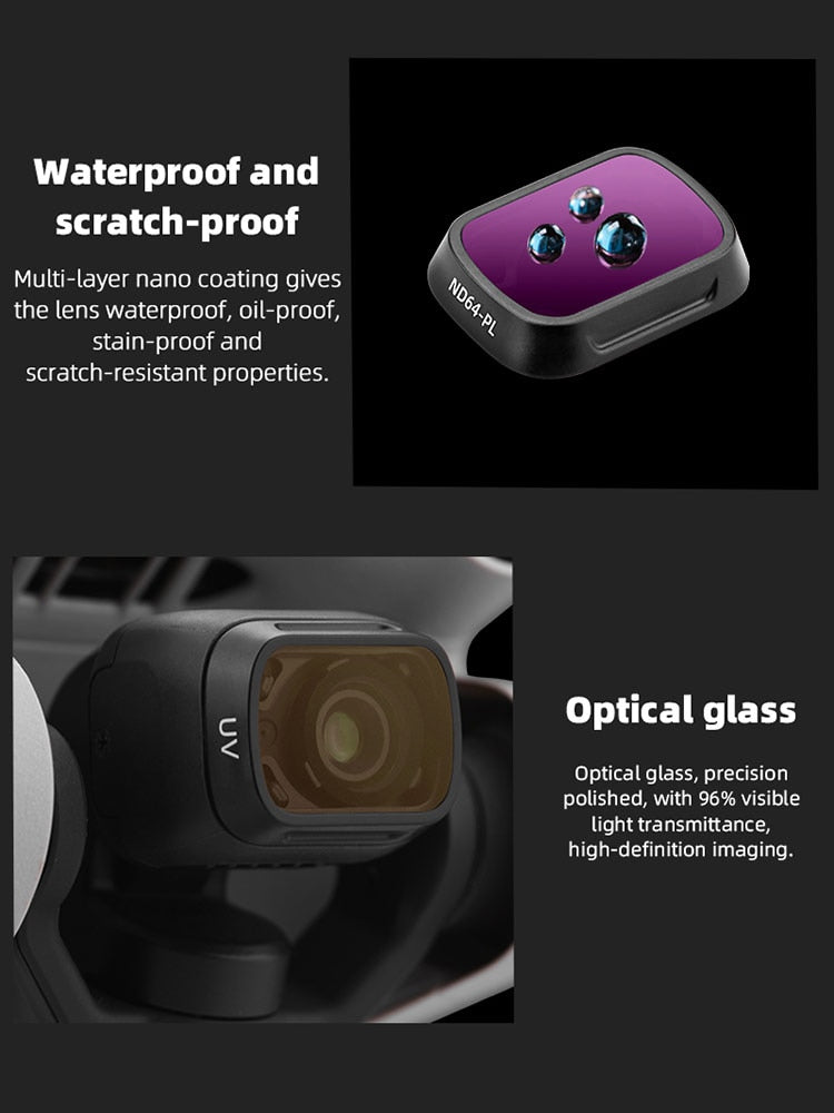 BRDRC UV CPL ND8 Neutral Density Lens Filters For DJI MINI 3 PRO Drone Camera.