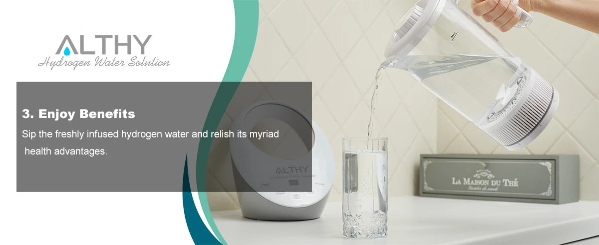 ALTHY SPE PEM Hydrogen Generator Water Pitcher with PH Calcium Sulfite filter