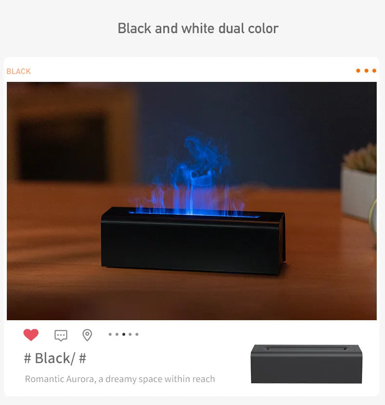 USB Realistic Fire Flame Aromatherapy cool Mist Or Essential Oil Diffuser