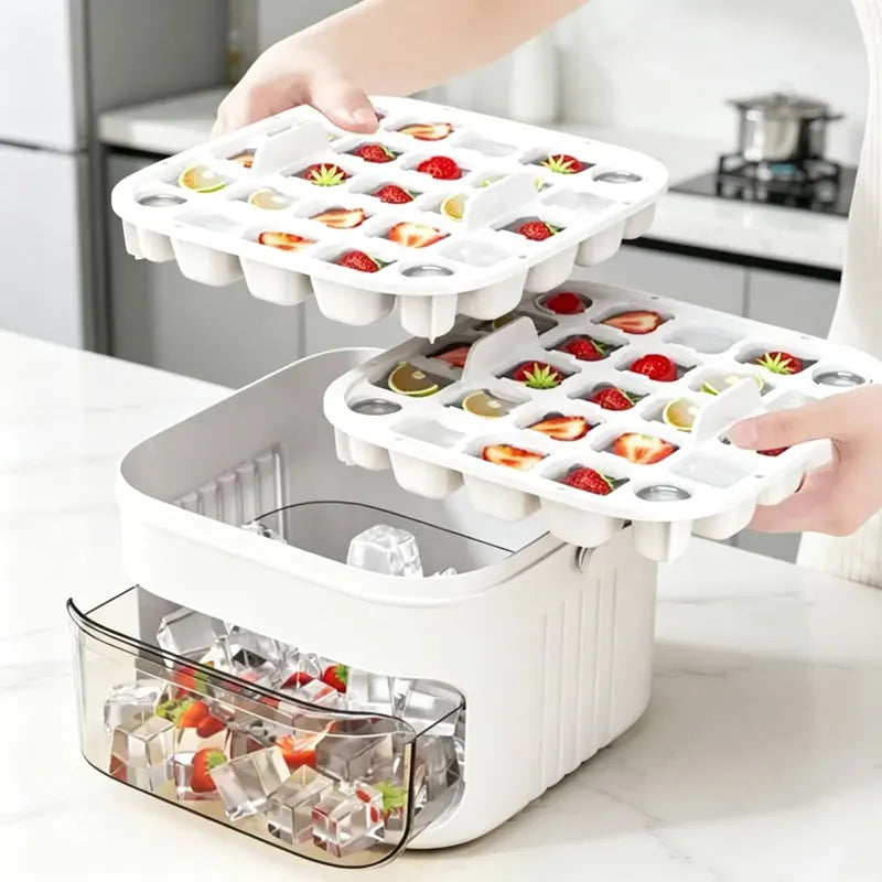 50-cube Double-layer Ice Cube Machine With Easy-To-Press Lid