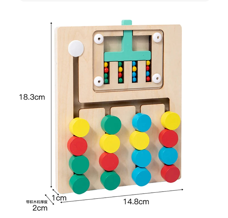 Toddlers Wooden Colorful Slide Matching Puzzle Board Game