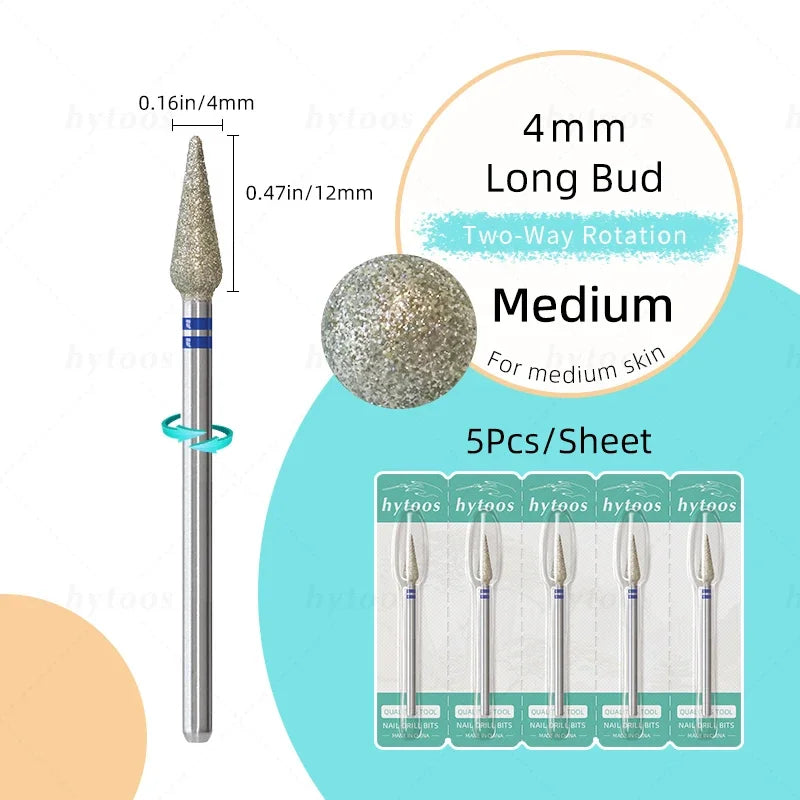 HYTOOS 5Pcs/Set Diamond Nail Drill Bits To Clean Cuticles And Nails