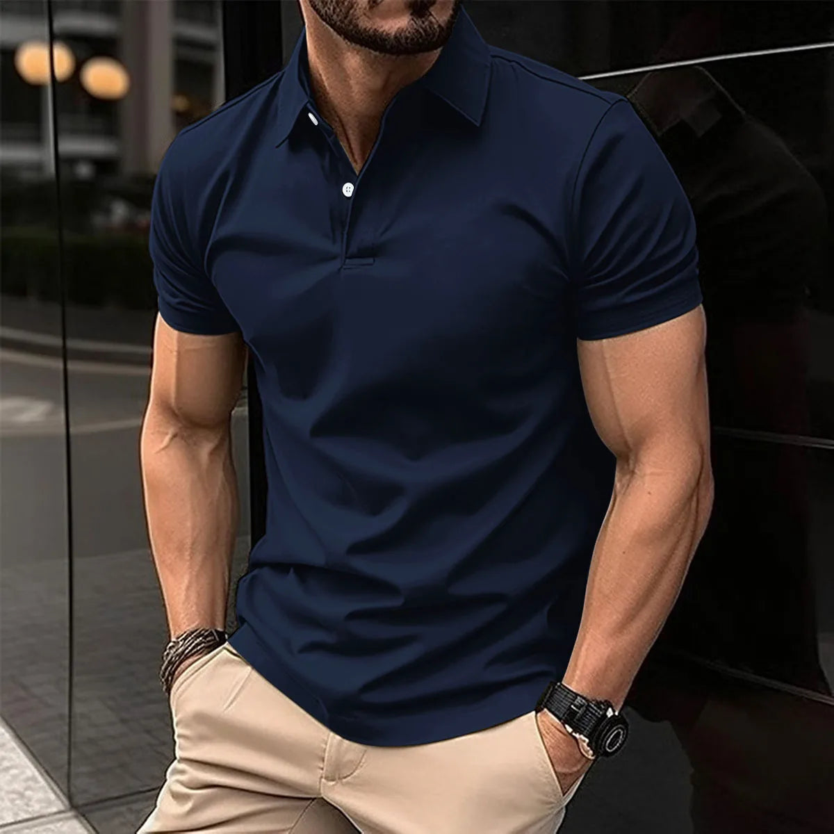 Men's Solid Color Polo T-Shirts For Business or Golf