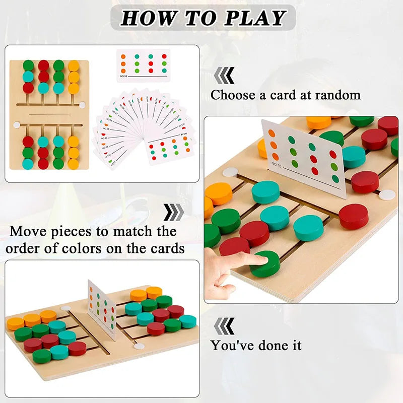 Toddlers Wooden Colorful Slide Matching Puzzle Board Game