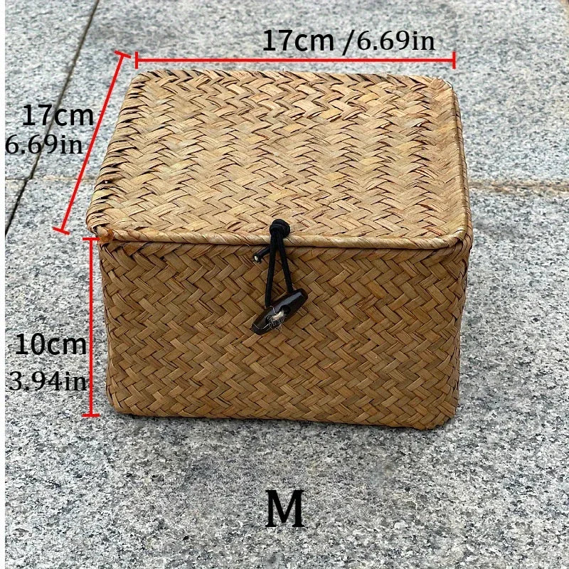 Seaweed Woven Storage Box with Cover