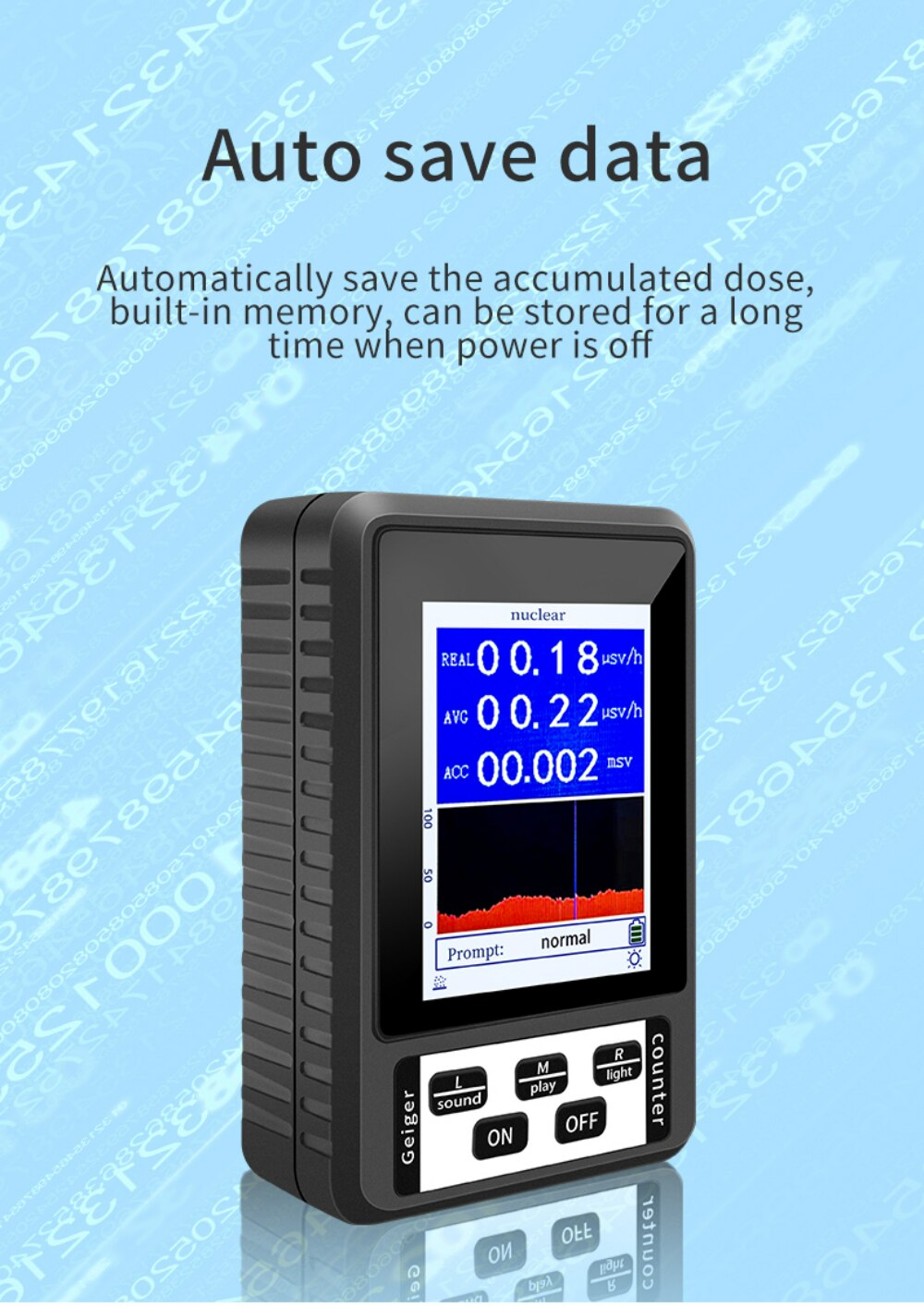 BR-9B XR-1 Nuclear Radiation Detector Color Display Screen Geiger Counter Personal Dosimeter Marble Detectors Beta Gamma X-ray