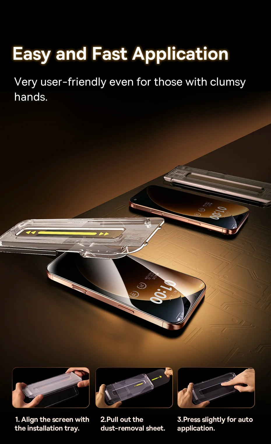 Baseus 0.4mm Corning Tempered Glass Screen Protector for iPhone 13 14 15 16 17 Pro Max Plus