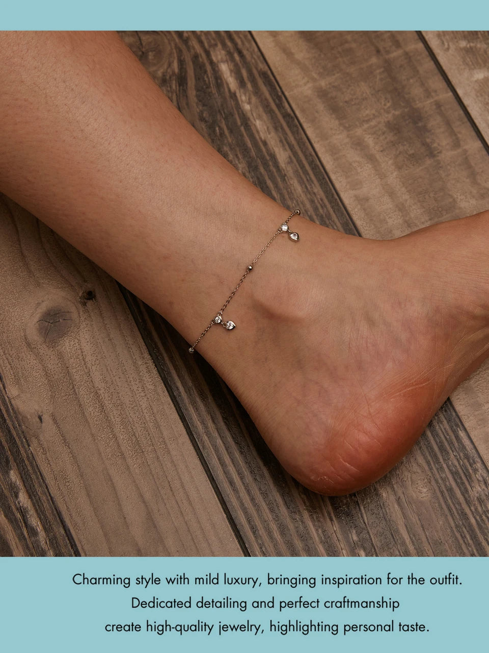 BAMOER 925 Sterling Silver Snake Adjustable Chain Anklet Bracelet