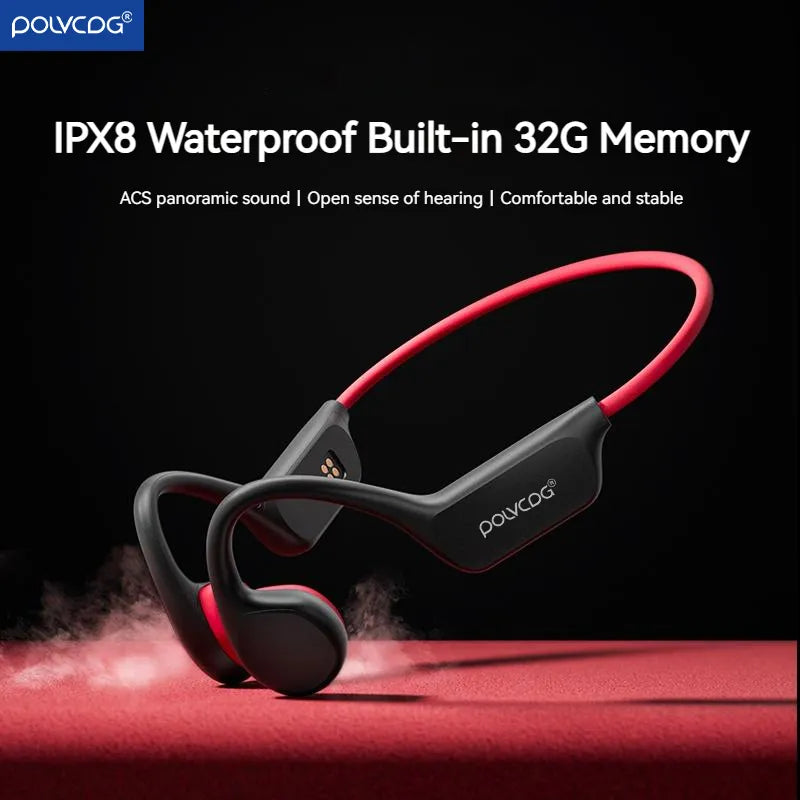POLVCDG  Wireless/ Waterproof Bluetooth Bone Conduction Headset X7 IPX8 32GB Memory 5.3